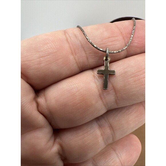 Vintage Sterling Silver Cross Pendant Necklace Double Strand Dyadema Italy - Picture 3 of 11